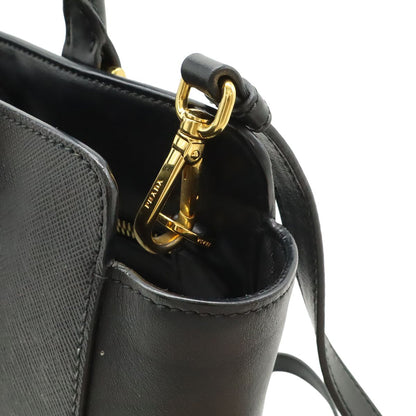 Prada Saffiano 2-Way Shoulder Bag Crossbody Leather Nero Black Gold — view 6