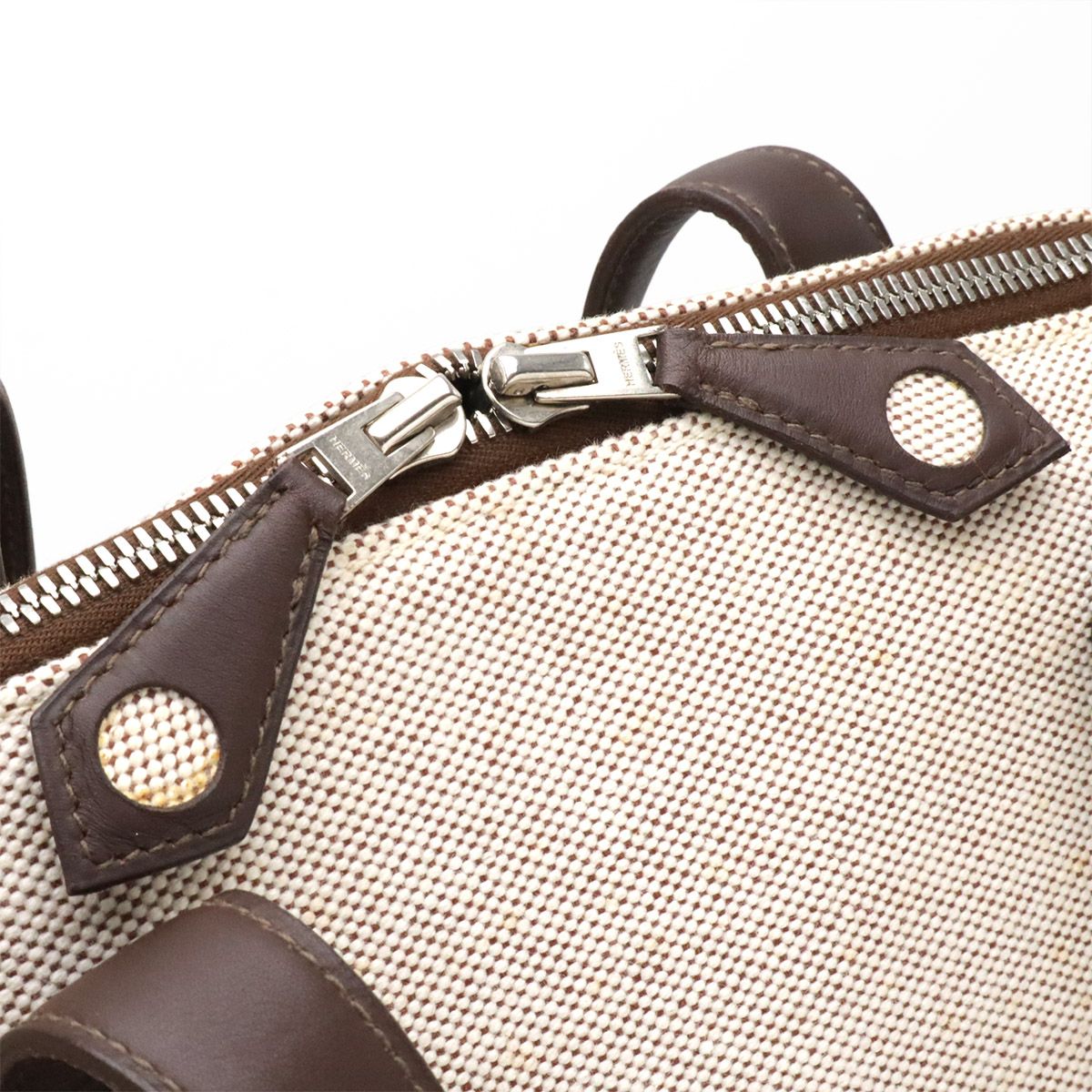 Hermes Sac Eve MM Tote Toile Ash Leather Ivory Natural Brown Silver — view 4