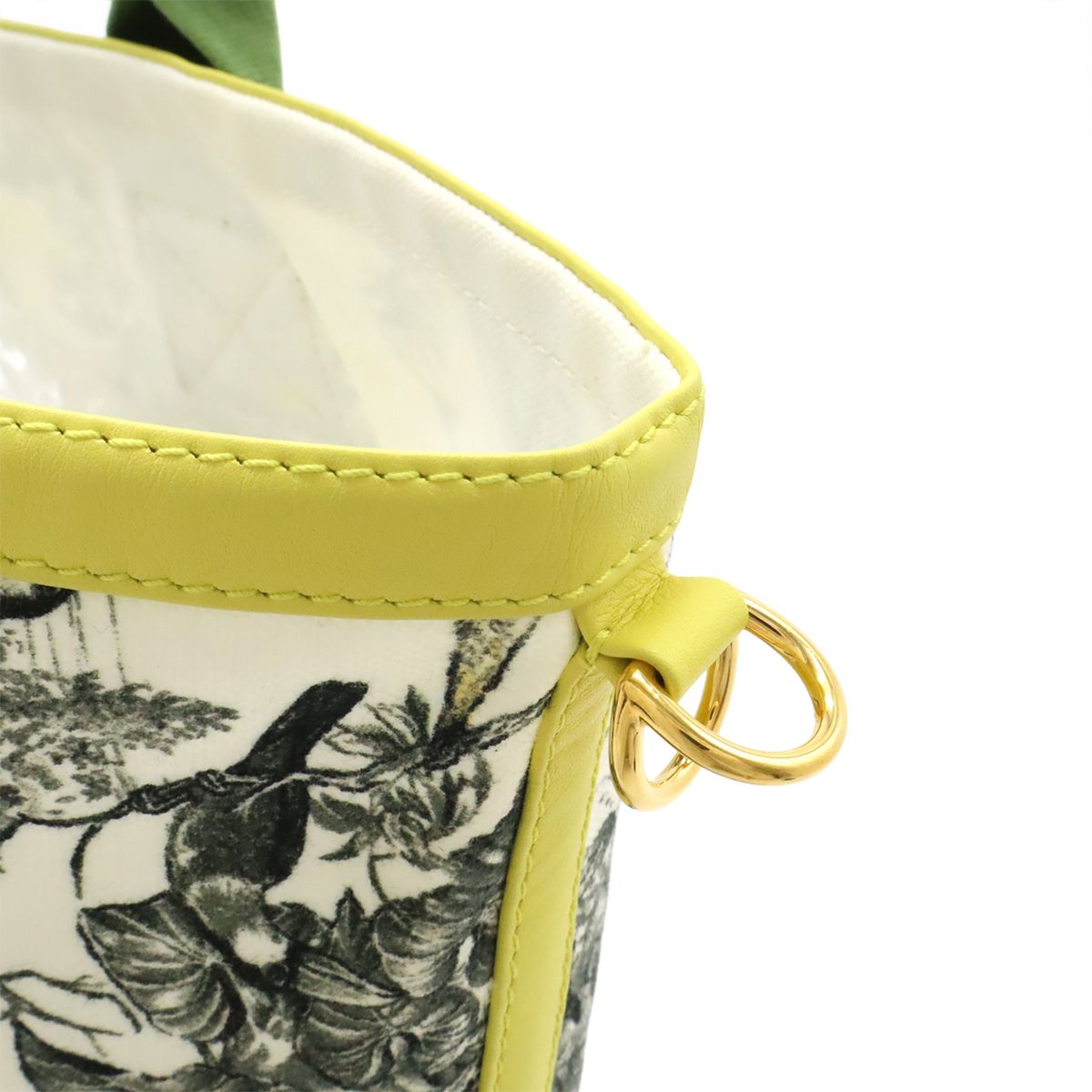 Hermes Cabas Petit Ash Tote Shoulder Bag Leopard Canvas White Green Yellow — view 9