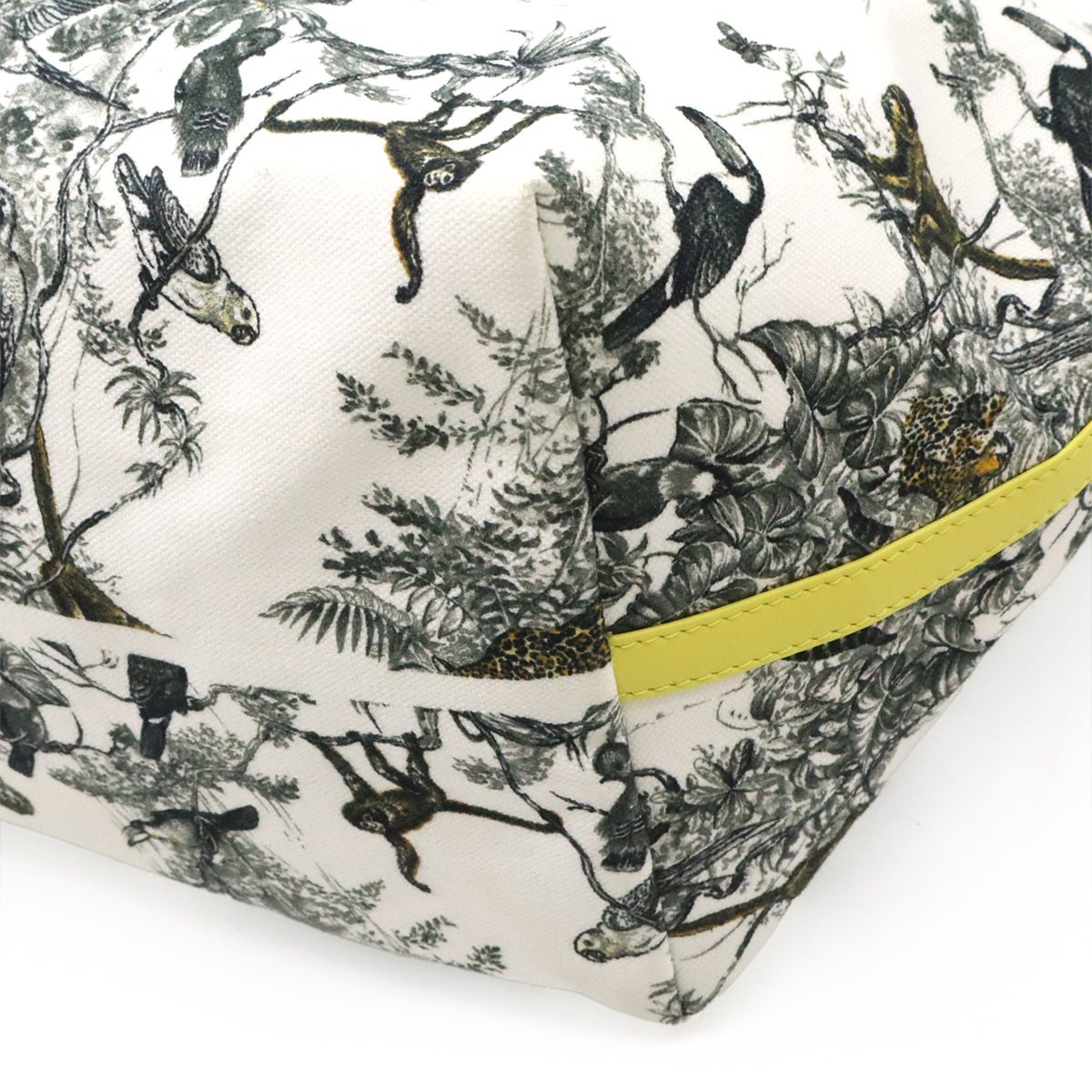 Hermes Cabas Petit Ash Tote Shoulder Bag Leopard Canvas White Green Yellow — view 3