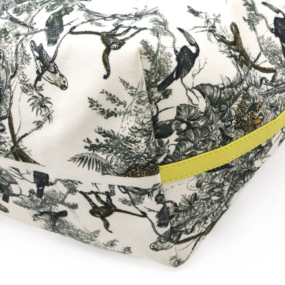 Hermes Cabas Petit Ash Tote Shoulder Bag Leopard Canvas White Green Yellow — view 3