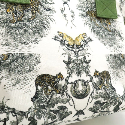 Hermes Cabas Petit Ash Tote Shoulder Bag Leopard Canvas White Green Yellow — view 8
