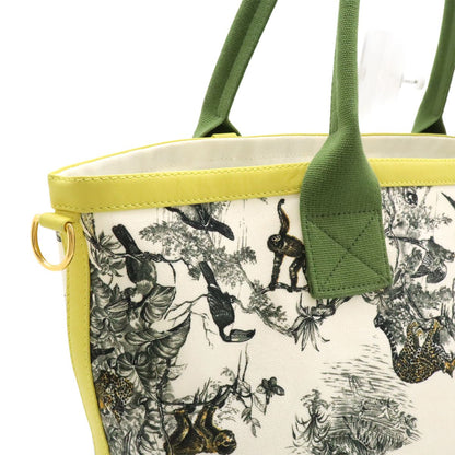 Hermes Cabas Petit Ash Tote Shoulder Bag Leopard Canvas White Green Yellow — view 7