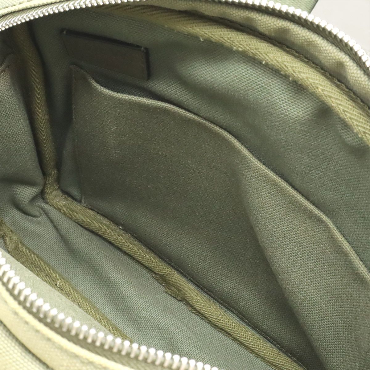 Loewe Logo Military Messenger Bag XS Canvas Leather Khaki Green Silver — view 7