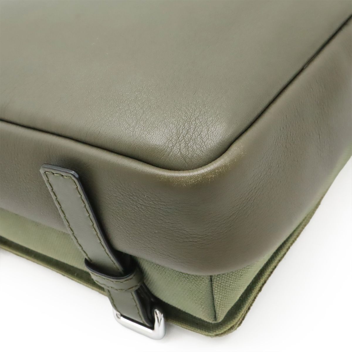 Loewe Logo Military Messenger Bag XS Canvas Leather Khaki Green Silver — view 3