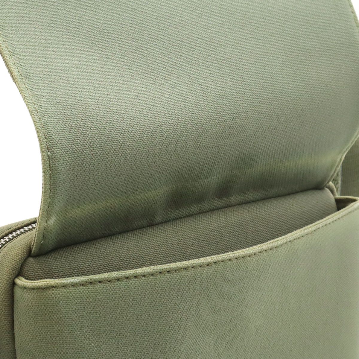 Loewe Logo Military Messenger Bag XS Canvas Leather Khaki Green Silver — view 8