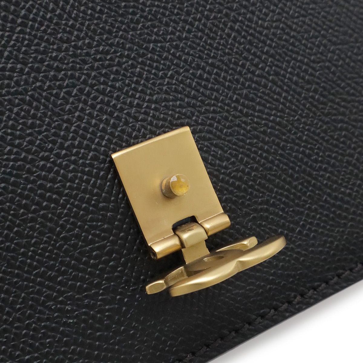 Chanel CC Logo Chain Wallet Shoulder Bag Pochette Caviar Leather Black Gold — view 8