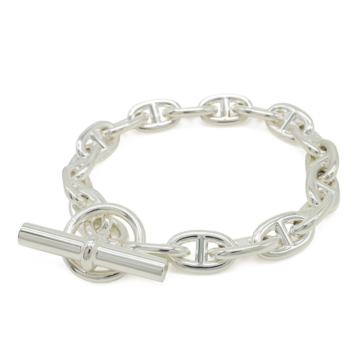 Hermes Chaine D'ancre Bracelet MM 18 Pieces Silver