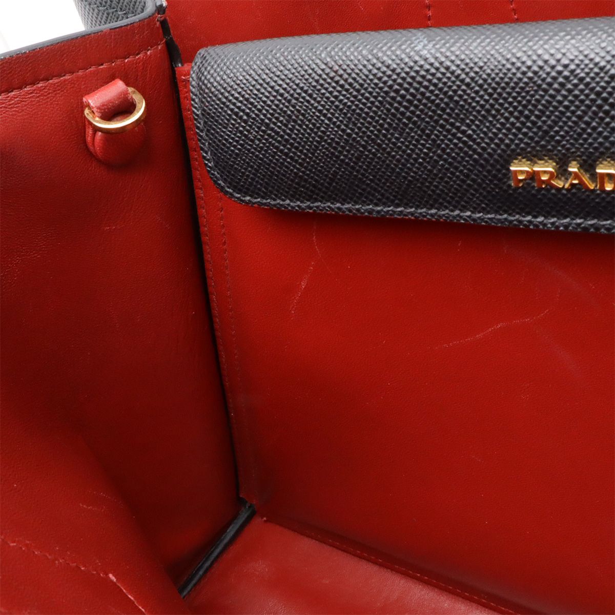 Prada Doubre Large Double Tote 2-Way Shoulder Bag Saffiano Leather Nero Black — view 7