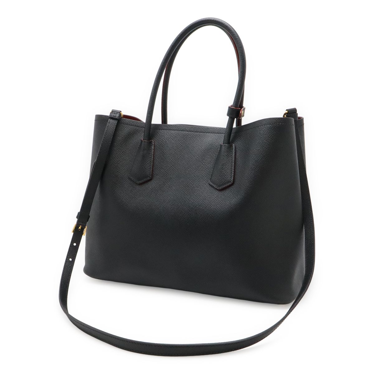 Prada Doubre Large Double Tote 2-Way Shoulder Bag Saffiano Leather Nero Black — view 2