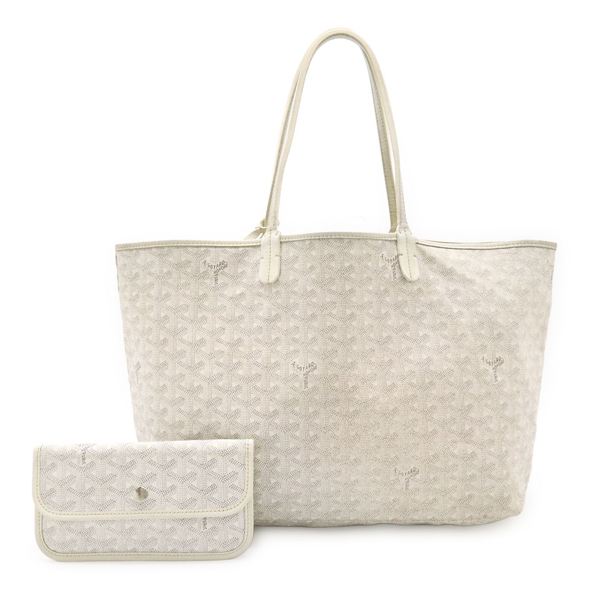 Goyard Saint Louis PM Tote Shoulder Bag Leather White Gray