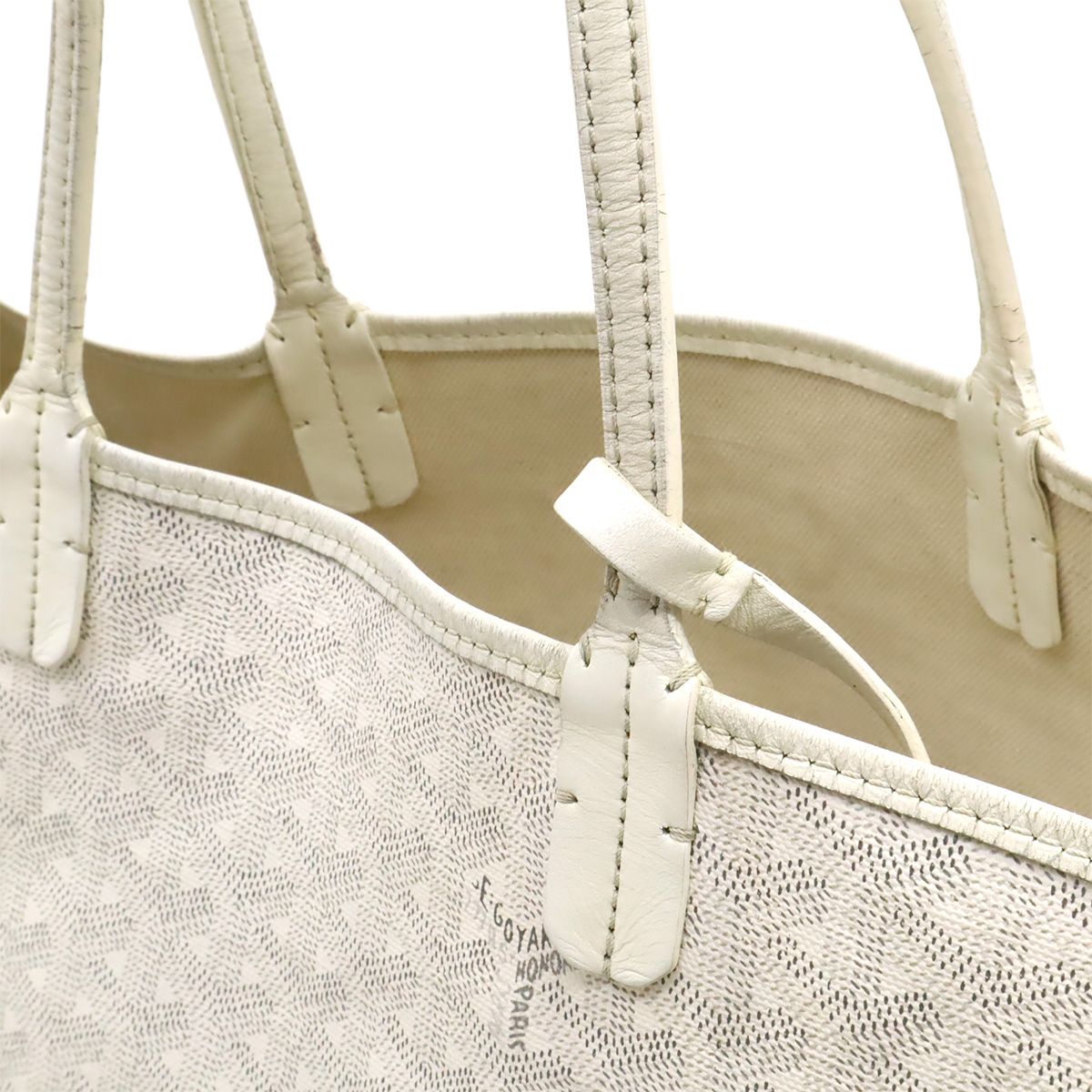 Goyard Saint Louis PM Tote Shoulder Bag Leather White Gray — view 7