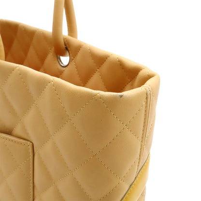 Chanel Cambon Line CC Logo Large Tote Shoulder Bag Soft Calf Enamel Beige Yellow — view 8