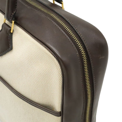 Hermes Plume Dog 38 Briefcase Business Toile Ash Veau Barenia Natural Dark Brown — view 7