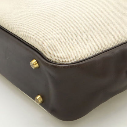Hermes Plume Dog 38 Briefcase Business Toile Ash Veau Barenia Natural Dark Brown — view 3