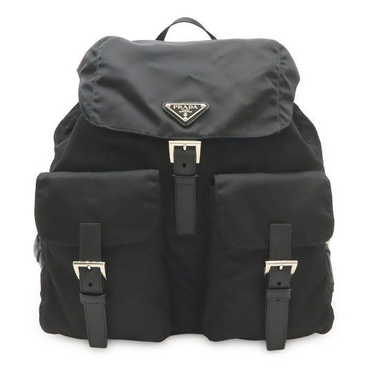 Prada Triangle Logo Backpack Nylon Leather Nero Black Silver