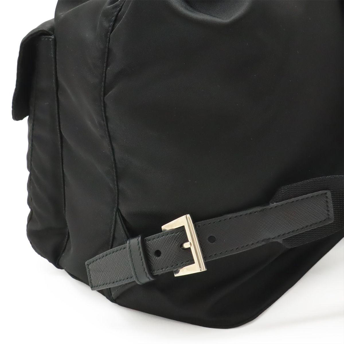 Prada Triangle Logo Backpack Nylon Leather Nero Black Silver — view 5