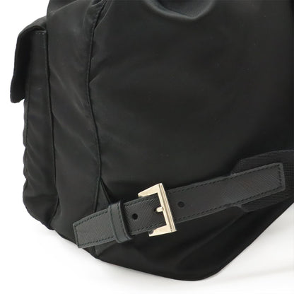 Prada Triangle Logo Backpack Nylon Leather Nero Black Silver — view 5
