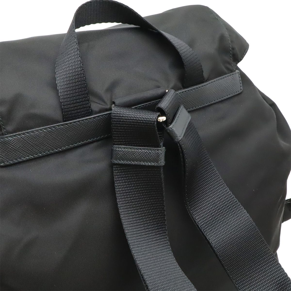 Prada Triangle Logo Backpack Nylon Leather Nero Black Silver — view 4