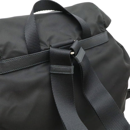 Prada Triangle Logo Backpack Nylon Leather Nero Black Silver — view 4
