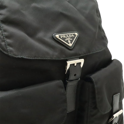 Prada Triangle Logo Backpack Nylon Leather Nero Black Silver — view 6