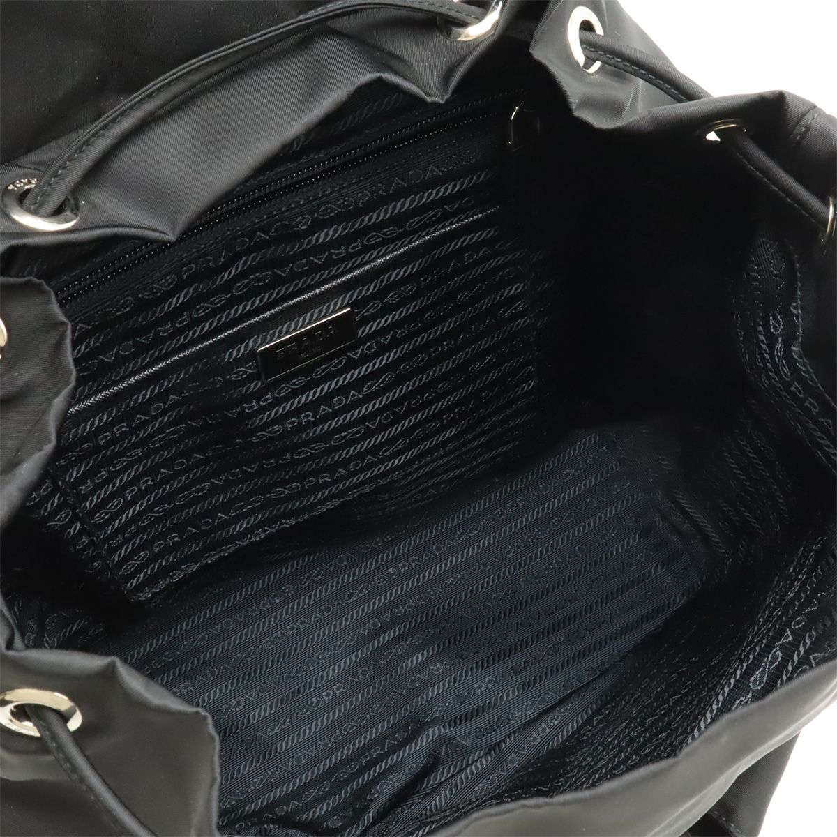 Prada Triangle Logo Backpack Nylon Leather Nero Black Silver — view 7