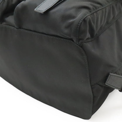 Prada Triangle Logo Backpack Nylon Leather Nero Black Silver — view 3