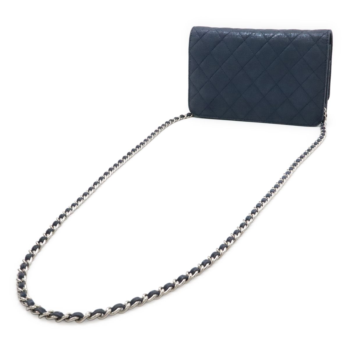Chanel Quilted Chain Wallet Shoulder Bag Pochette Crossbody Sparkle Leather — view 2