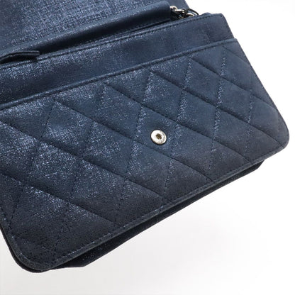 Chanel Quilted Chain Wallet Shoulder Bag Pochette Crossbody Sparkle Leather — view 8