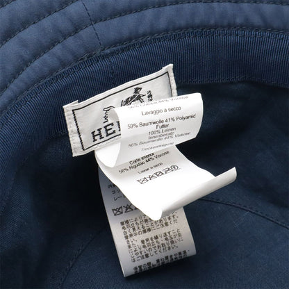 Hermes Series Button Clou de Selle Bucket Hat Cotton 59% Nylon 41% Navy Orange — view 6