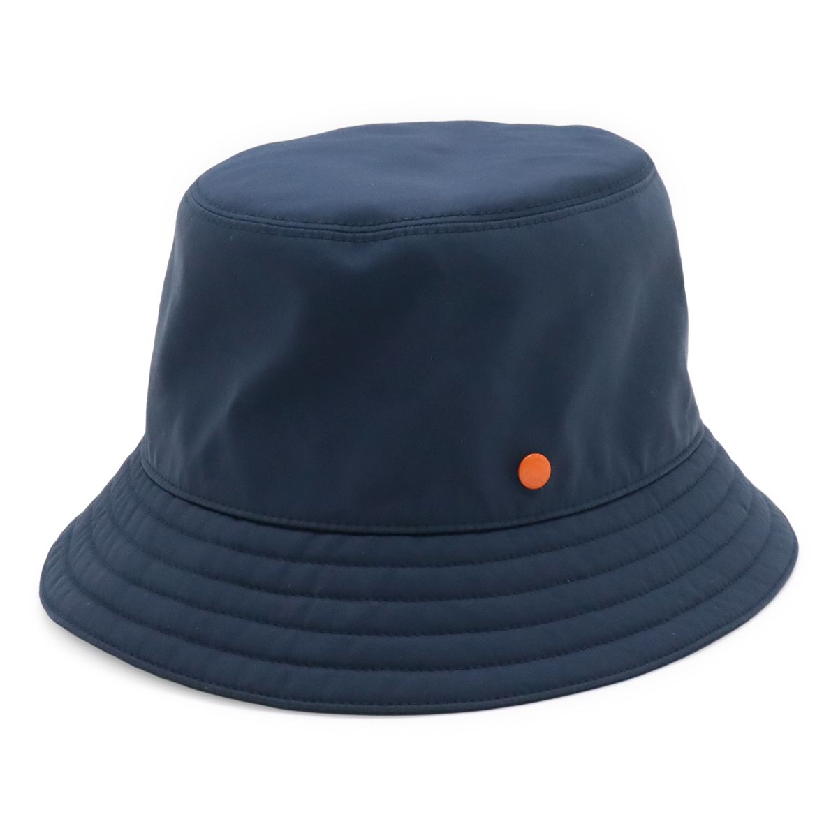 Hermes Series Button Clou de Selle Bucket Hat Cotton 59% Nylon 41% Navy Orange