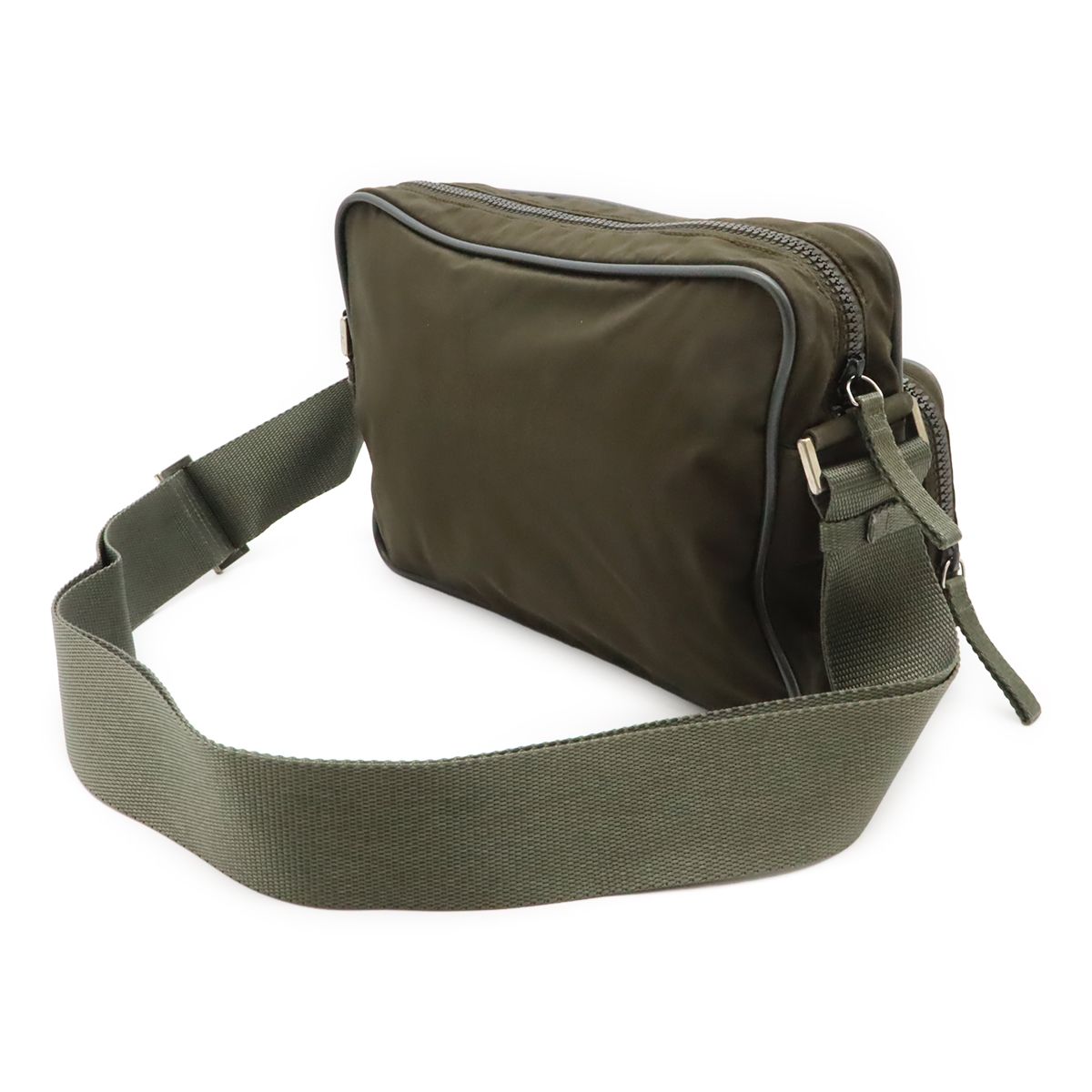 Prada Sports Line Shoulder Bag Crossbody Nylon Khaki Gray Silver — view 2