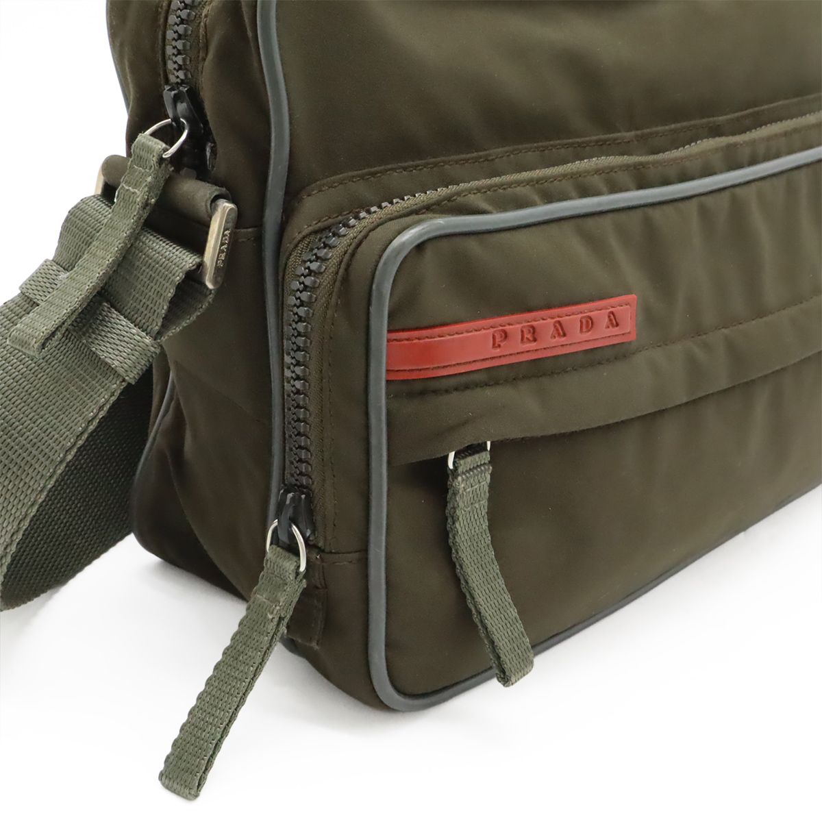 Prada Sports Line Shoulder Bag Crossbody Nylon Khaki Gray Silver — view 5
