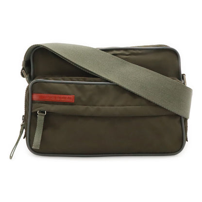 Prada Sports Line Shoulder Bag Crossbody Nylon Khaki Gray Silver