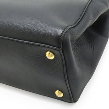 Fendi Petite Tote 2-Way Shoulder Bag Leather Black Gold — view 3