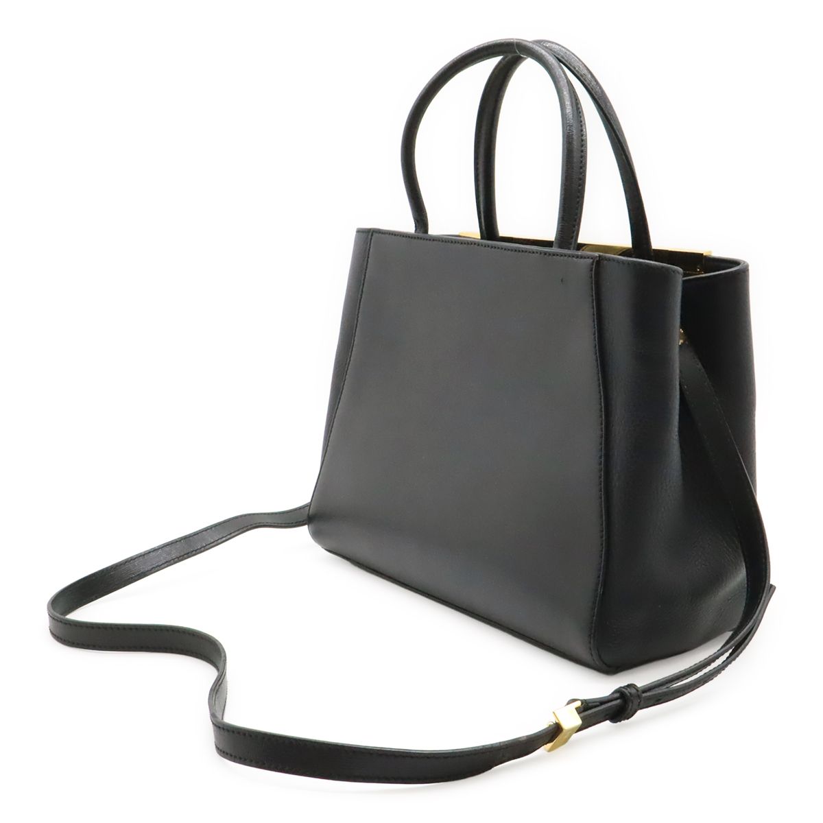 Fendi Petite Tote 2-Way Shoulder Bag Leather Black Gold — view 2