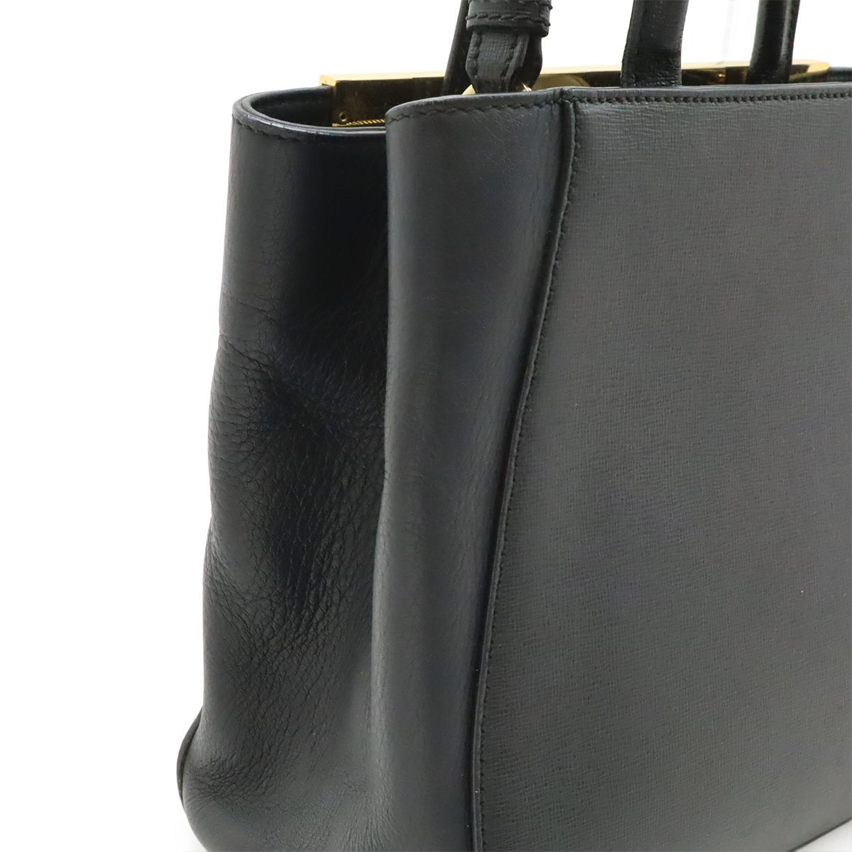 Fendi Petite Tote 2-Way Shoulder Bag Leather Black Gold — view 4