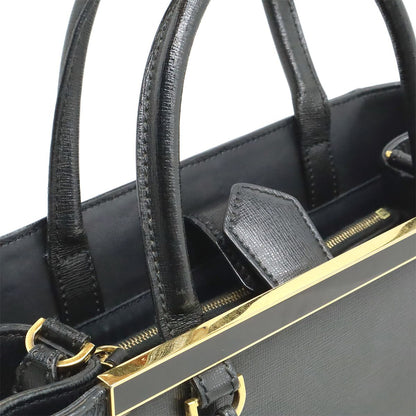 Fendi Petite Tote 2-Way Shoulder Bag Leather Black Gold — view 6
