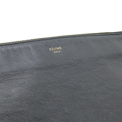 Celine Trio Large Shoulder Bag Pochette Crossbody Pouch Leather Black Gold — view 9