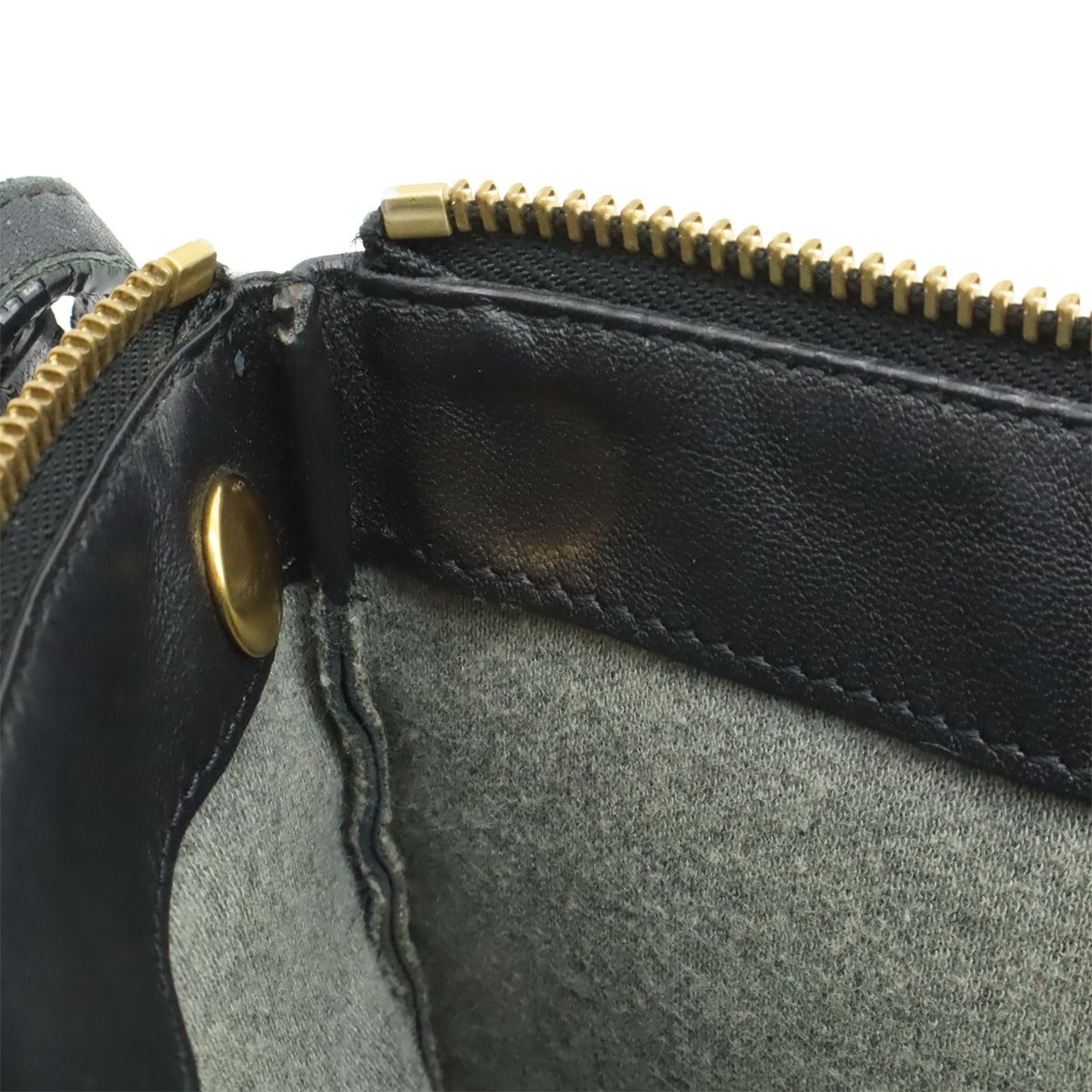 Celine Trio Large Shoulder Bag Pochette Crossbody Pouch Leather Black Gold — view 7
