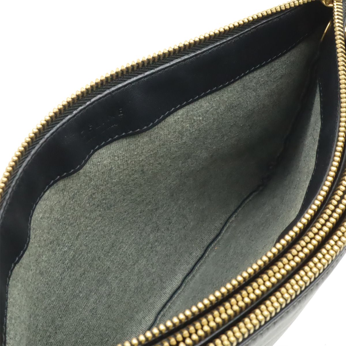 Celine Trio Large Shoulder Bag Pochette Crossbody Pouch Leather Black Gold — view 6