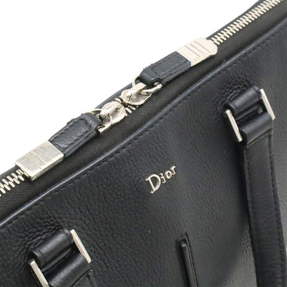 Dior Homme Logo Business Briefcase Leather Black Silver — view 5