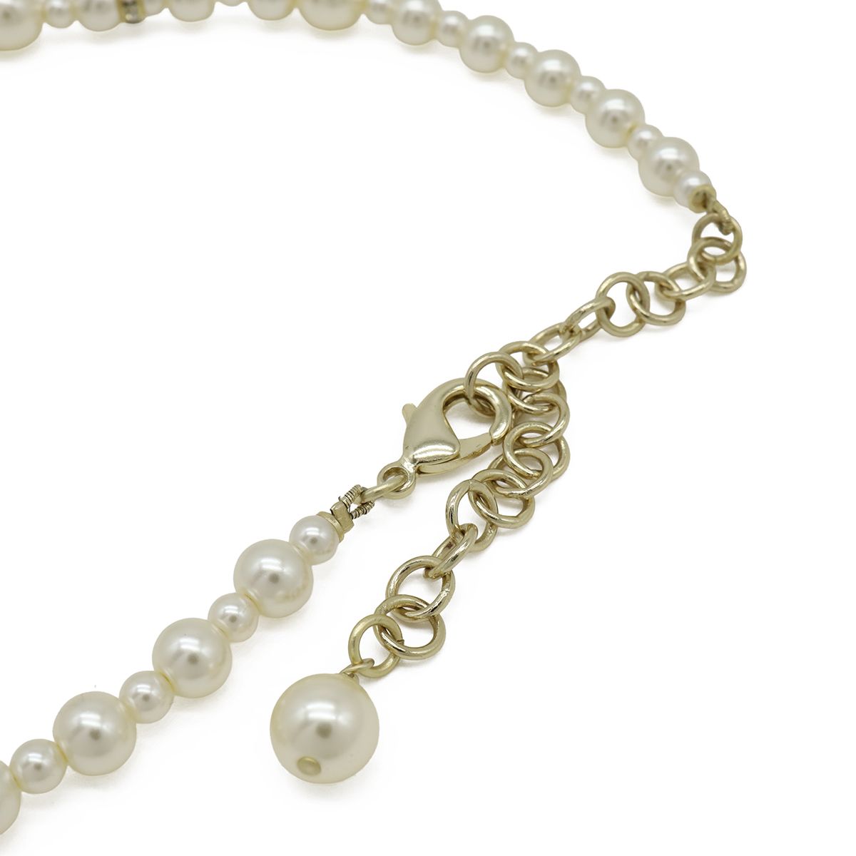 Chanel CC Logo CC Mark Star Pearl Choker Necklace Pendant Metal Faux Line Stone — view 6
