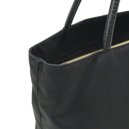 Prada Triangle Logo Tote Shoulder Bag Nylon Patent Nero Black Gold — view 7