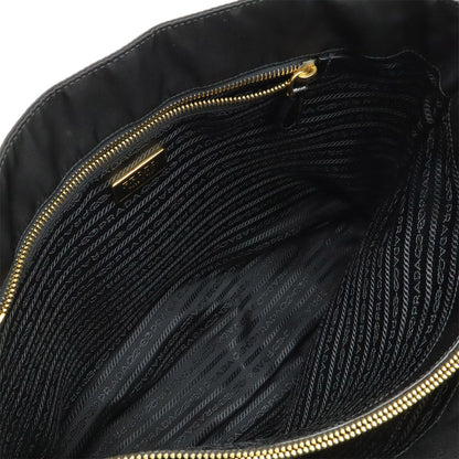Prada Triangle Logo Tote Shoulder Bag Nylon Patent Nero Black Gold — view 6