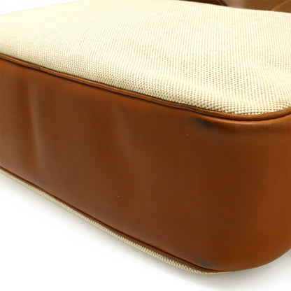 Hermes Saco Shoulder Bag 2-Way Toile Ash Leather Natural Brown Gold — view 3