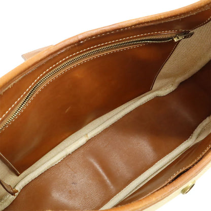 Hermes Saco Shoulder Bag 2-Way Toile Ash Leather Natural Brown Gold — view 8
