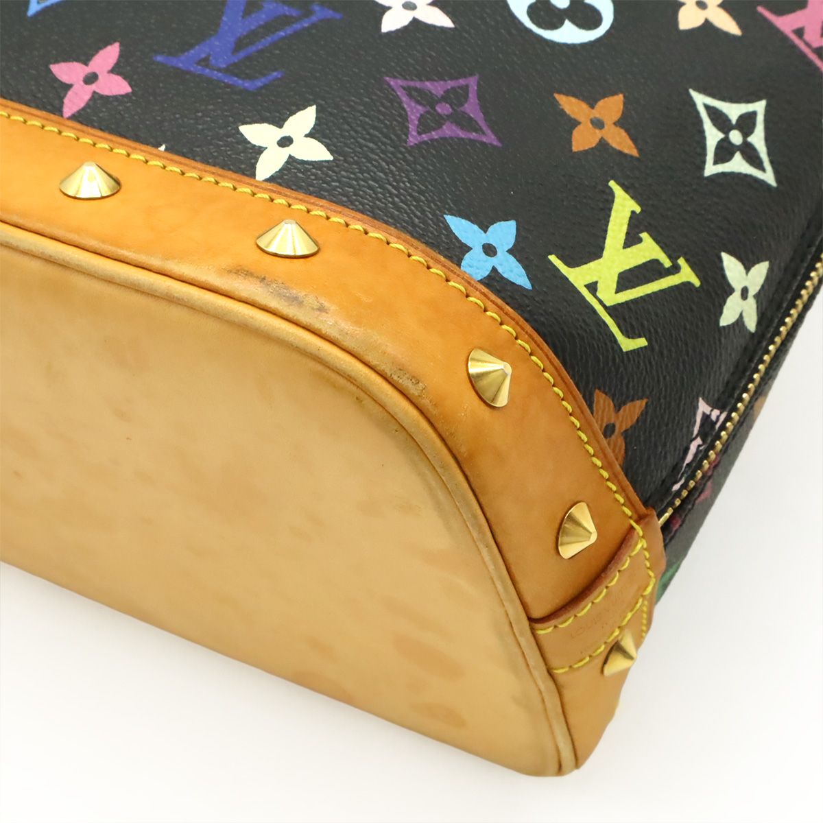Louis Vuitton Monogram Multicolor Alma Handbag Studs Noir Black — view 3