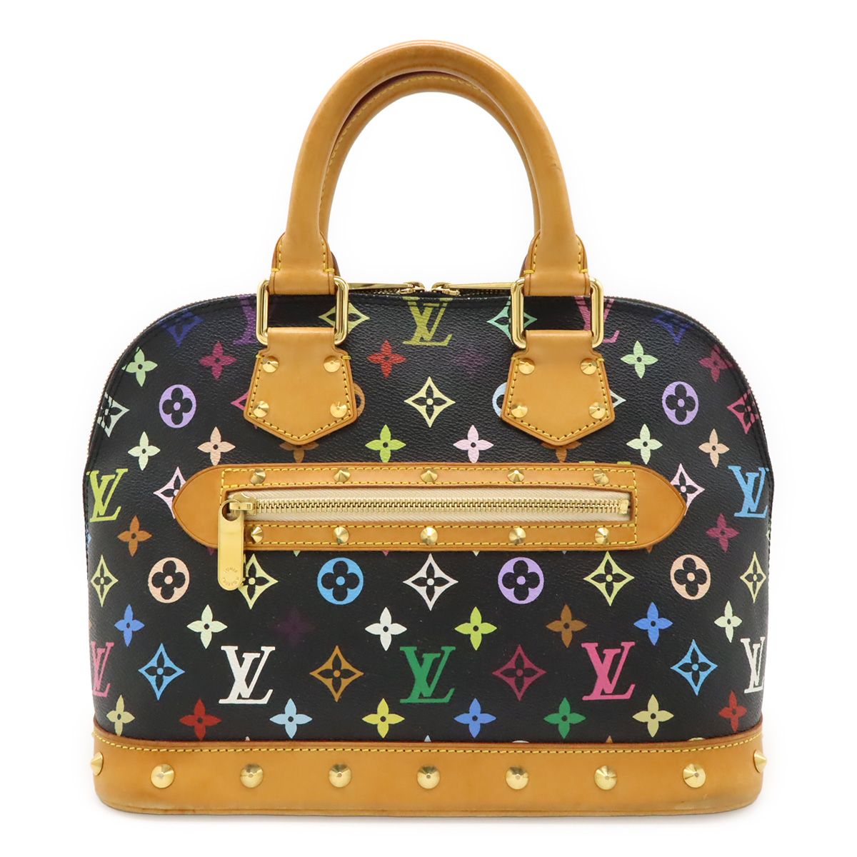 Louis Vuitton Monogram Multicolor Alma Handbag Studs Noir Black
