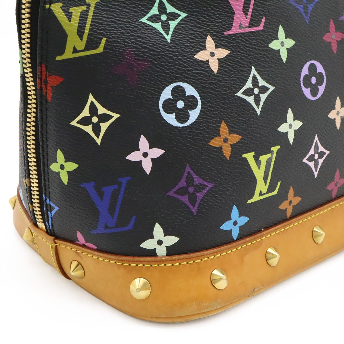Louis Vuitton Monogram Multicolor Alma Handbag Studs Noir Black — view 7